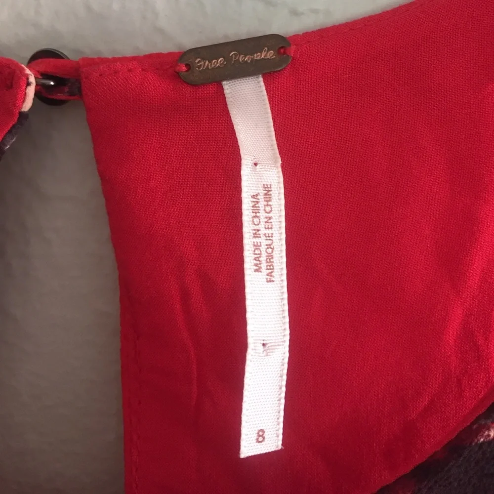 Free People floaty red dress large floral print - Picture 6 of 8